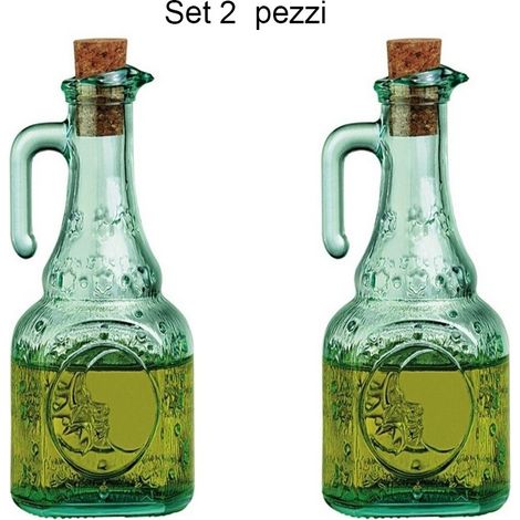 Oliera in vetro Bottiglia dispenser per olio aceto ml250 tavola set2 con salvagoccia cucina bar pub ristorante bormioli rocco (1/5)