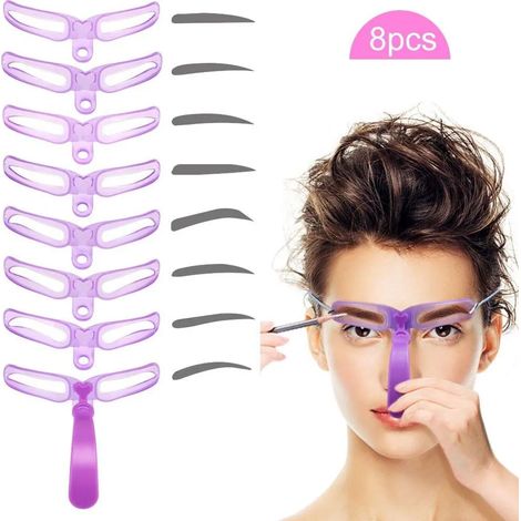 Kit de pochoirs pour sourcils, imperméable, réutilisable, à faire soi-même, kit de 8 pièces.
