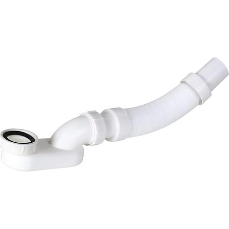 Tuyau de vidange flexible G1-1/2" avec siphon en P plat, drain autoportant à profil bas pour baignoire et camping-car, matériau ABS durable (1/5)