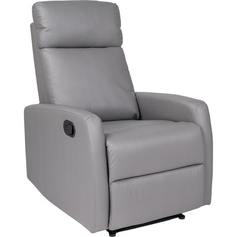 Poltrona relax reclinabile manuale in ecopelle GRIGIO (1/4)