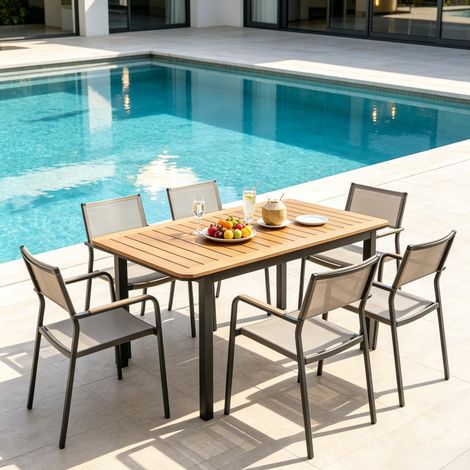 Table de jardin d'extérieur marron 127 x 70 cm (1/5)