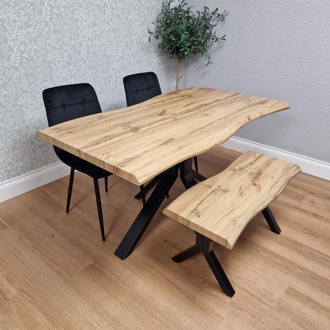 Kosy Koala Dining Table Set with 2 Black Chairs and 1 Bench Kitchen Dining Room Furniture