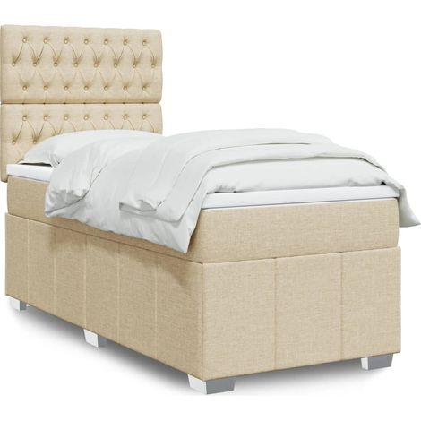 Boxspringbett mit Matratze Creme 80x200 cm Stoff