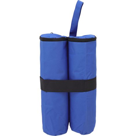 Sac de lestage pour tente avec fixation par bandes auto-agrippantes, idéal pour tonnelles, parasols et abris extérieurs en bleu. (1/5)