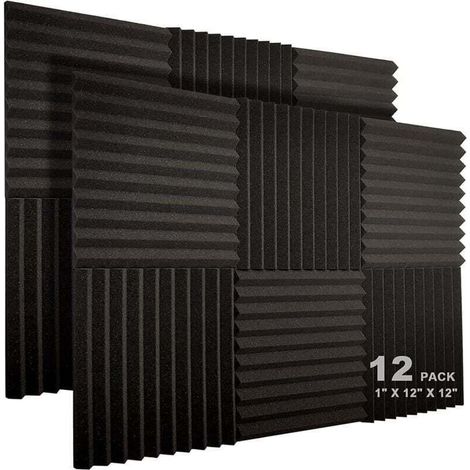 XVX Lot De 12 Panneaux Acoustiques 10 Fentes 1 X 12 X 12 Pouces En Mousse Acoustique Cales D'Insonorisation De Studio Panneaux Haute Densite Resistants Au Feu (Noir) (1/5)