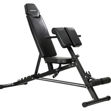 Banc de musculation réglable multifonction, dossier 6 positions, siège 3 positions, appuis réglables, rangement disques, noir CHICFURN (1/5)