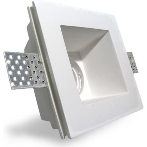 TRADE SHOP - Porta Faretto Fisso In Gesso Ad Incasso Per Lampadine Gu10 Led Quadrato 12x12 Cm - (1/2)