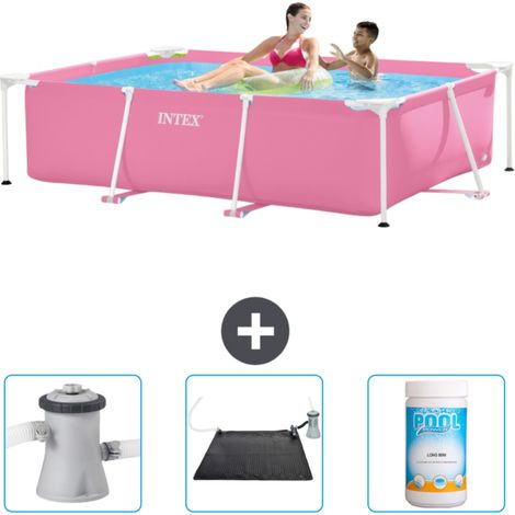 Intex-Schwimmbecken mit rechteckigem Rahmen – 220 x 150 x 60 cm – Rosa – im Lieferumfang enthalten Accessoire CB80