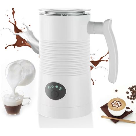 Elektrischer 4-in-1-Milchaufschäumer, 350 ml, 400 W, IPX2 wasserdicht, vollautomatisch, Milchaufschäumer, Rührbecher mit Reinigungsbürste, weiß, EU-Stecker