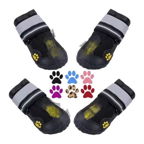 Bottes Chien, 4 pcs Chien Chaussure avec Résistant à l'usure, Anti-Slip intérieur Robuste, et Bande élastique pour Taille Moyenne et Grande Chien(7) (1/5)