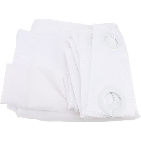 Tenda da doccia con trama a nido d'ape e chiusura a bottoni automatici, stile hotel, con finestra superiore in rete, resistente all'acqua, lavabile, bianca. (1/2)