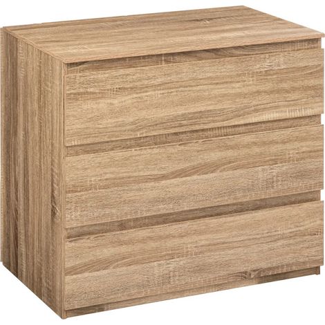 5Five Simply Smart – Commode 3 tiroirs 78 cm – MDF naturel – Dimensions 78x48x73 cm – Rangement optimisé pour chambre ou salon