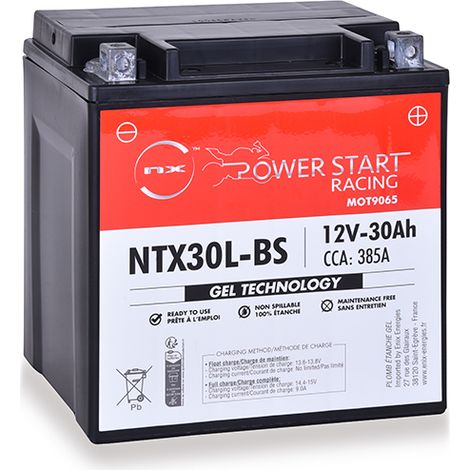 NX – Batterie moto Gel 12V 30Ah – Compatible NTX30L-BS YTX30L-BS YIX30L-BS – Technologie avancée pour démarrage rapide (1/2)