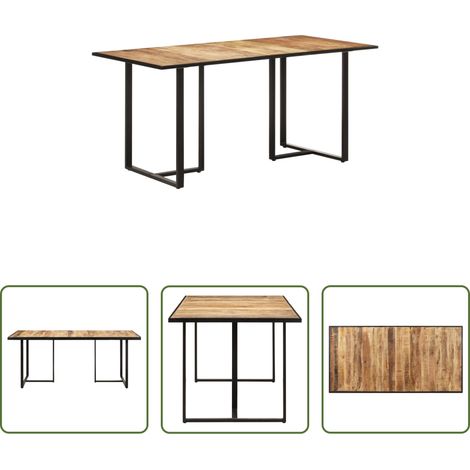 Bois de manguier -  Table de salle à manger 160 cm Bois de manguier brut (1/5)