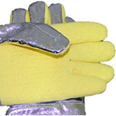 Gants de soudage résistants à la chaleur, en tissu aramide dense tissé, isolés jusqu'à 500 degrés avec dos en feuille d'aluminium, pour la métallurgie et la fabrication de fer et d'acier. (1/5)