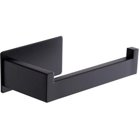Porte-papier toilette, sans perçage, auto-adhésif, en acier inoxydable, convient pour la cuisine et la salle de bain, noir (1/3)
