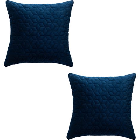 Ensemble de 2 taies d'oreiller en velours, pour la maison, à motif à carreaux hexagonaux. (1/4)