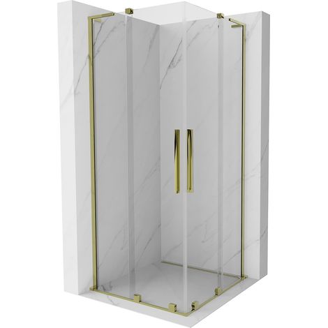 Mexen Velar L Duo Duschkabine Schiebetür 100 x 100 cm, transparent, gold - 871-100-100-02-03-50 (1/5)