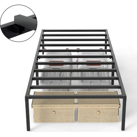 TolleTour Bettrahmen für Matratze 200 x 90 cm, klappbar Bettgestell, Metallbett Schwarz 1pcs