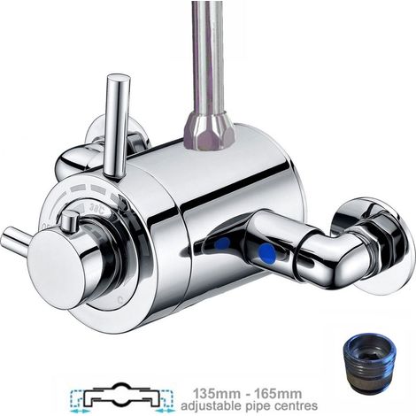 Thermostatic Concentric Exposed Shower Mixer Valve 135mm 165mm Centres 3/4"" Top (1/5)