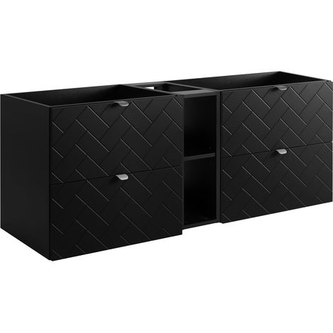 Mobile da bagno, Nero Opaco, 140 x 57 x 46 cm, Maniglie Argento (1/3)