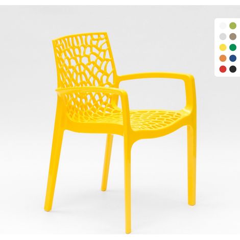 Grand Soleil – Chaise de jardin empilable en polypropylène – Accoudoirs ergonomiques – Résistante aux intempéries – Confort optimal pour espaces extérieurs