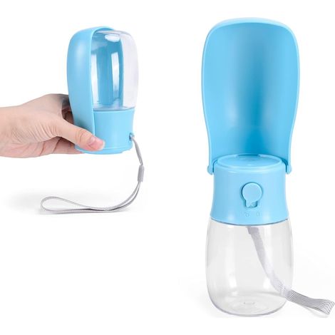 Bouteille d'eau pour chien, bouteille d'eau pliable pour animal de compagnie, bouteille portable étanche, adaptée pour les voyages, la marche, bleu (1/2)