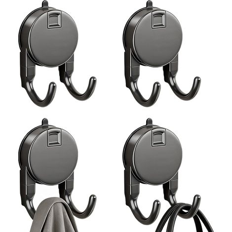 Badezimmerhaken – 4-teiliges Set zum Aufhängen von Handtüchern, Jacken und Accessoires (grau, 6 x 10 cm) an Badezimmer-, Duschraum- und Küchentüren und -wänden (1/4)