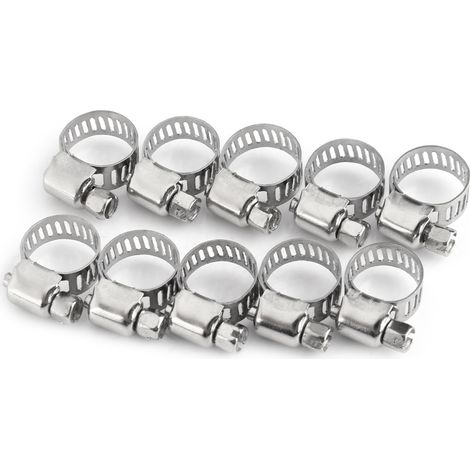 Schlauchschellen mit Schneckengetriebe, Edelstahl, Wasserrohrklemme (8 mm-12 mm) (1/5)