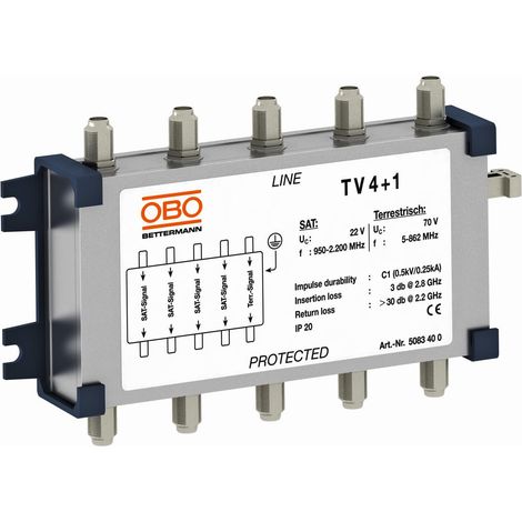 OBO Bettermann Dispositivo de protección contra sobretensiones para tecnología satelital 70V, 5083400