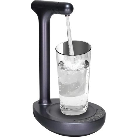 Elektrische Wasserflaschenpumpe mit Auffangschale, automatischer, wiederaufladbarer Wasserspender mit 6 Modi für Zuhause, Camping und Partys (1/5)