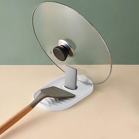 Repose Cuillere, Repose Cuillère Cuisine, Support Couvercle Repose, Pose Ustensiles, Pour Cuisinière, Porte Stensiles De Cuisine Pour Louches, Porte-Cuillère Pour Cuisinière (Blanc) (1/4)