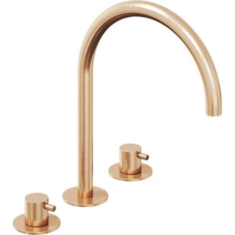 Ravak Espirit - Miscelatore per lavabo, installazione a 3 fori, oro rosa spazzolato X070349 (1/3)