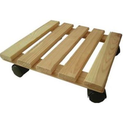 Chariot de rangement en bois avec roues 35x35 cm pour vases