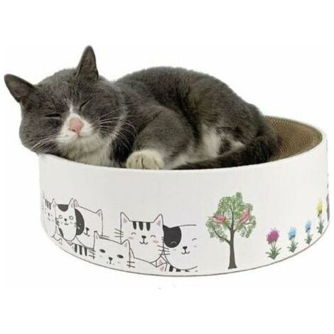 BUNTHAUS Grattoir Chat Carton, Griffoir pour Chat Rond Papier Ondulé, Multifonction Haute Densité Chat Scratcher Carton Recyclable Scratching Pad, Jouet Grattoir pour Chat (1/4)