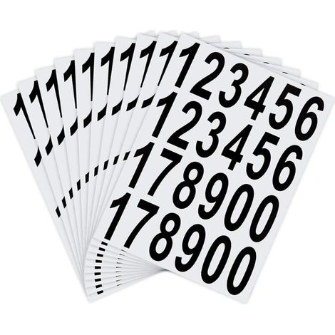 10 Bögen Briefkastennummernaufkleber, wasserfeste Klebeaufkleber für Briefkasten, Haus, Tür, Hausnummer, für den Innen- und Außenbereich (5 cm)