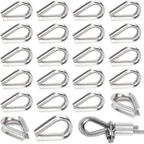 30 Pièces M6 Cosses de Câble Métallique en Acier Inoxydable 304 Cosse Coeur pour Cable Acier pour Câble Métallique 6mm (1/5)