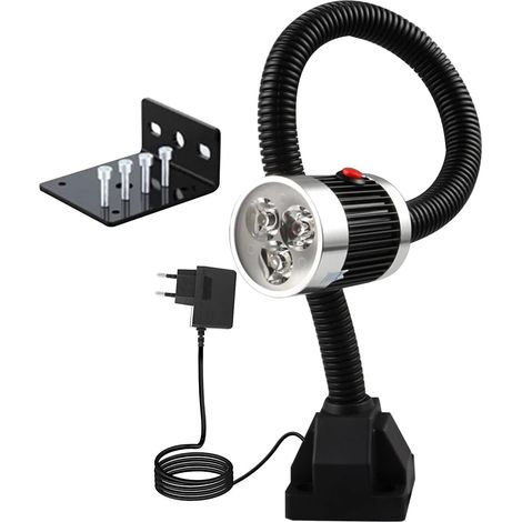 Lampe de travail LED flexible à col de cygne de 900 lumens avec base fixe pour tour, fraiseuse CNC, perceuse, machine à coudre, établi industriel, éclairage pour travaux manuels, outils (1/5)