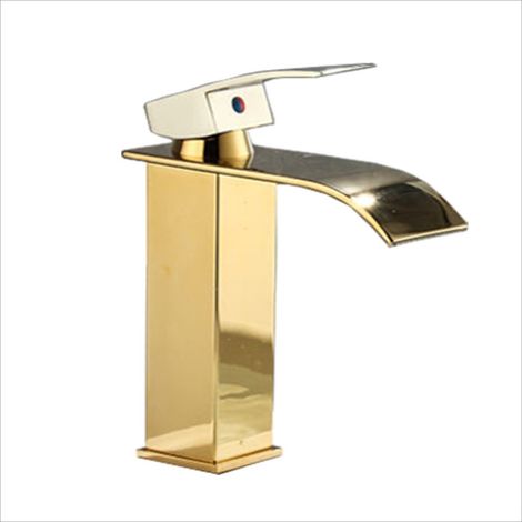 WASCHTISCHARMATUR, Warm- und Kaltwasser, Gold