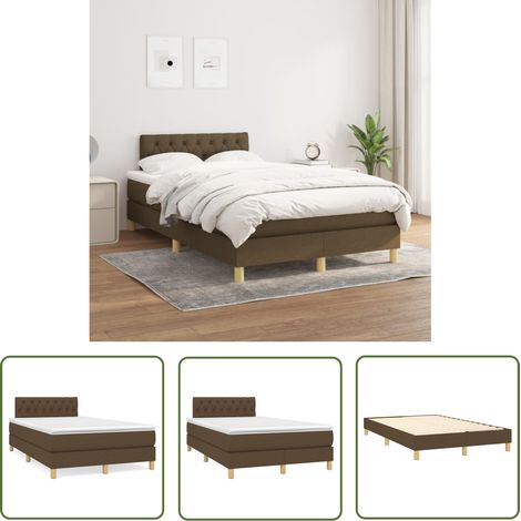 The Living Store Boxspringbett mit Matratze Dunkelbraun 120x200 cm Stoff - Boxspringbett - Doppelbett - Bettenrahmen - Matratze - Nachttisch (1/5)