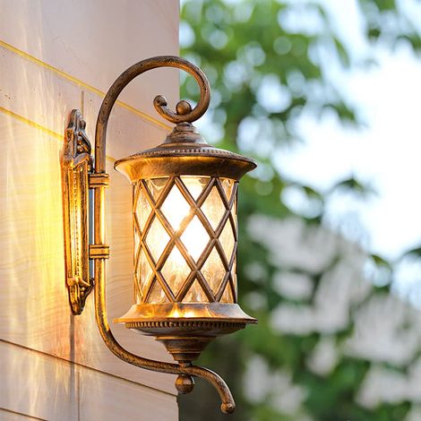 Außenwandleuchte, klassische Laterne aus Aluminium und Glas, für 1 E27-Glühbirne, max. 60 Watt, Retro-Vintage-Lampe, ideal für einen Eingang oder eine Terrasse, wasserdichte IP55-Wandbeleuchtung (1/5)