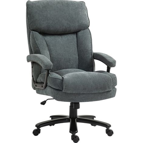 Fauteuil de bureau haut ergonomique gris avec capacité de 200 kg et revêtement doux (1/5)