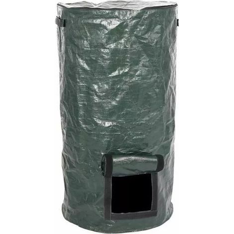 Wasserdichter PE-Gartenkompostsack, faltbar, leicht, großes Fassungsvermögen, wiederverwendbar, für Laub, mit Reißverschluss, 57 Liter (15 Gallonen), 35 x 60 cm / 13,8 x 23,6 Zoll (55 x 60 cm) (1/5)