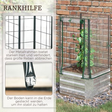 Bac de culture 53 x 53 x 90 cm bâche plastique treillis grimpantes pour jardin balcon (1/4)