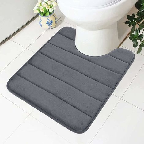 Tapis De Toilette - Mousse A Memoire De Forme - Antiderapant - Decoupe Pour WC - 50 X 60 Cm - Lavable - Absorbant (1/5)