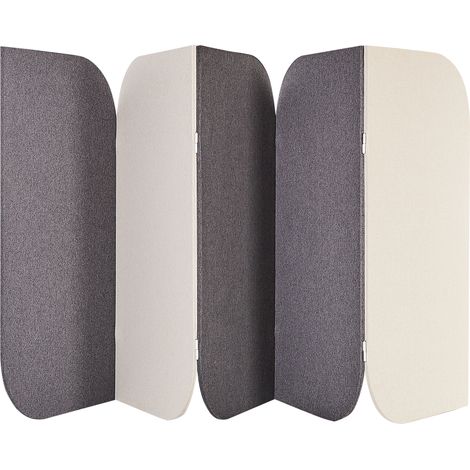 Biombo separador acústico decorativo moderno 5 paneles estructura acero poliéster gris y beige Shady (1/5)