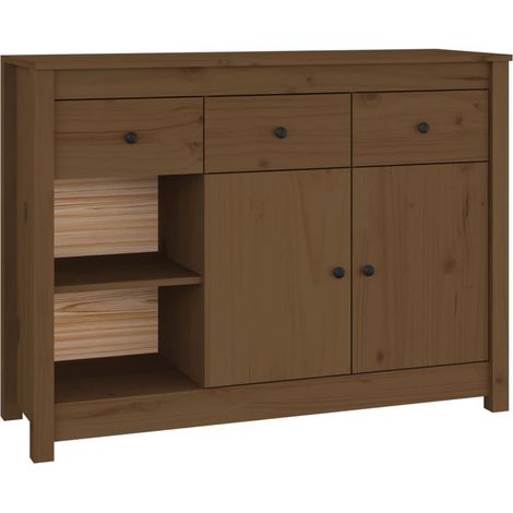 Credenza buffet cassettiera mobile contenitore organizer cucina soggiorno soggiorno 100 x 35 x 74 cm legno di pino massiccio marrone 020035726
