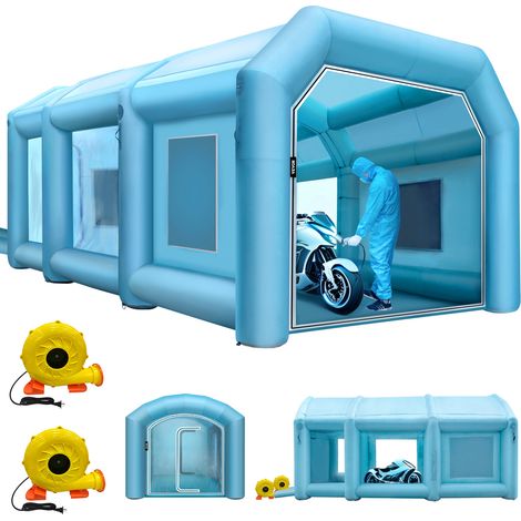 Mophorn – Cabine de peinture gonflable 9x6x4m – Tente de pulvérisation avec système de filtration – Souffleur de gonflage 1100W – Oxford et PVC