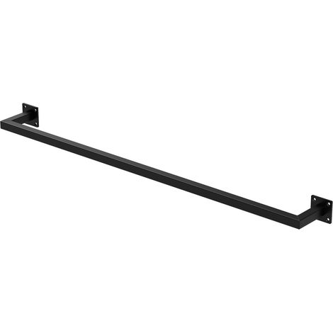 ML-Design Tringle à Vêtements Rectangulaire, P12 x L110 cm, Noir, Acier Inoxydable, Tringle de Penderie Forme de U, Portemanteau à Montage Mural, Porte-vêtements, Tringle à Linge + Matériel de Montage
