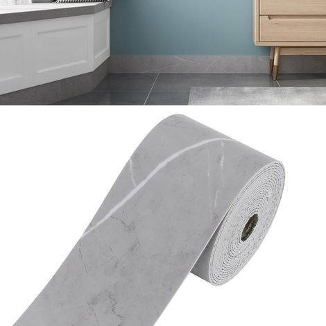Plinthe souple large et épaisse - 10 m - Bande décorative flexible autocollante - Profilés de transition de sol, plinthes murales, grain de bois de marbre (marbre gris) (1/5)